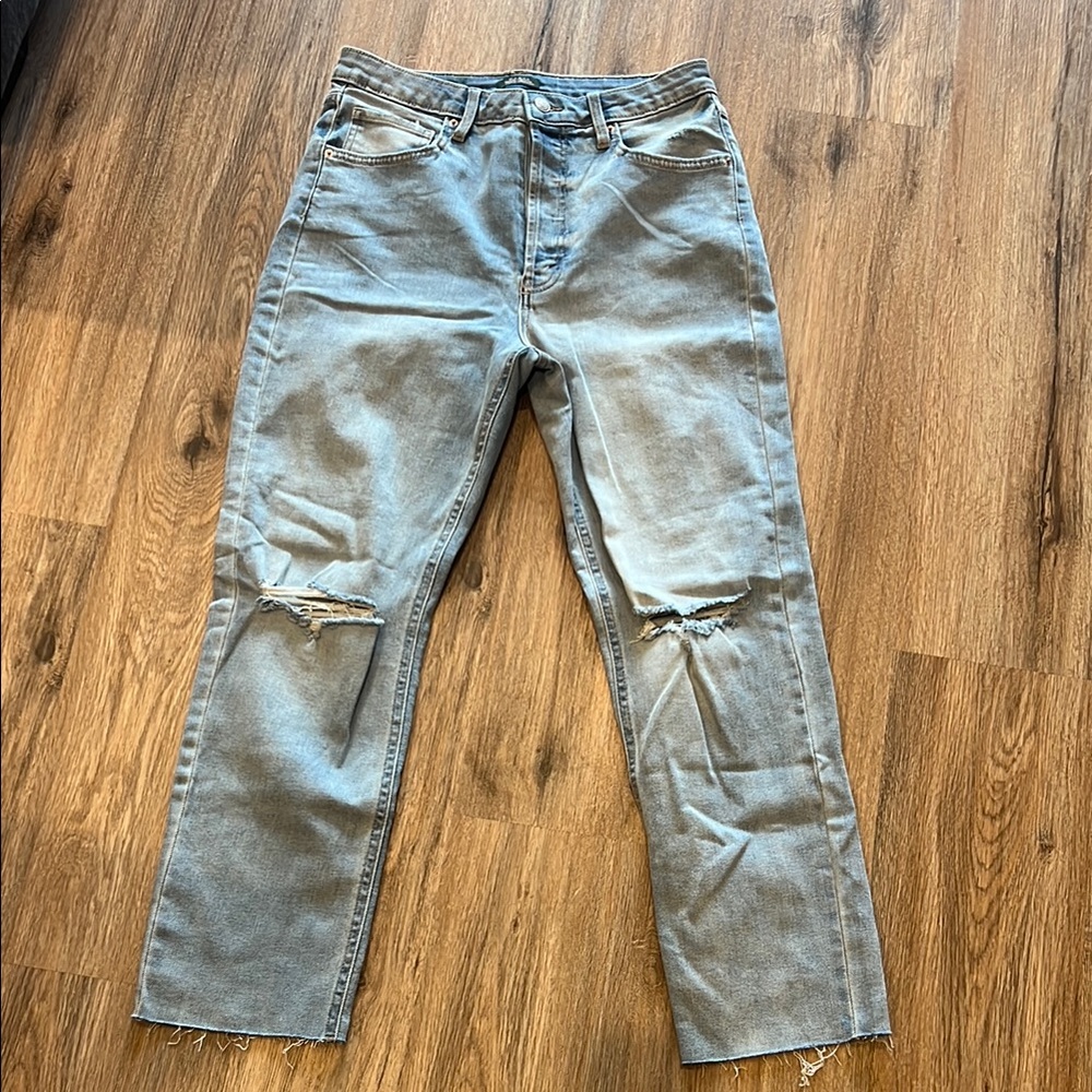 Wild Fable Button Fly Highest Rise Slim Straight Jeans Distressed